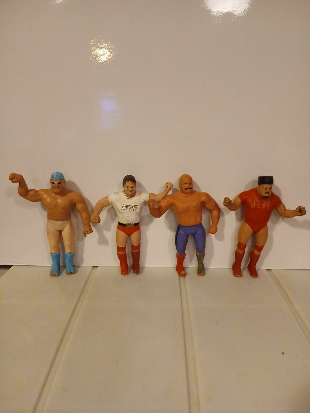 LJN Retro Wwf Figures Rubber 4" Jesse Ventura, Iron Shiek, Roddy Pipper, Volkoff